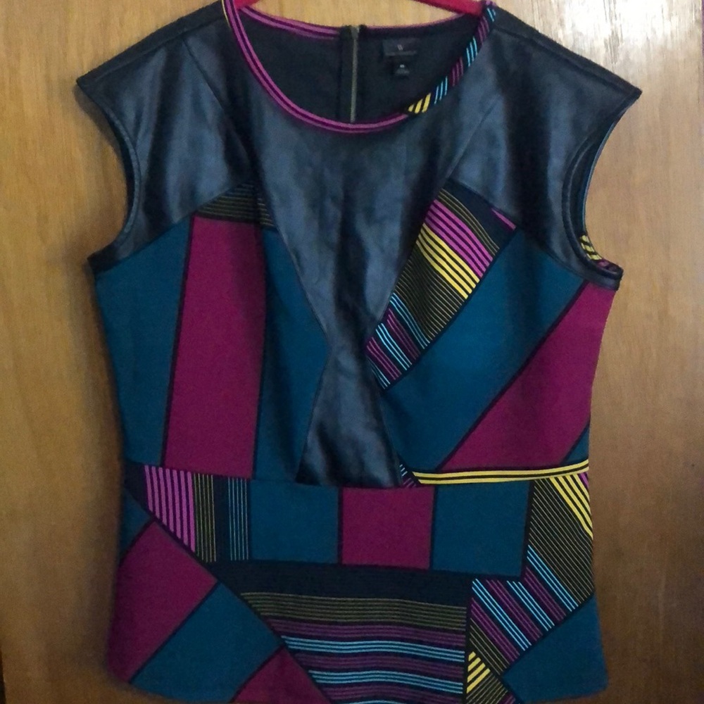 Worthington peplum mixed media shirt